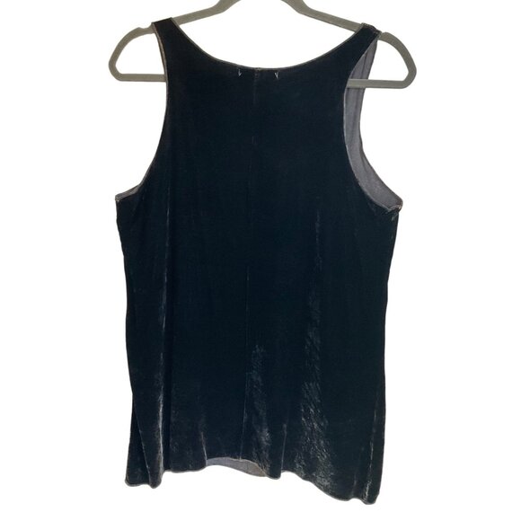 VTG Silver Charm Sz Medium Sleeveless Top Cami Silk Bl Black Brown Velvet Y2K - Picture 2 of 7